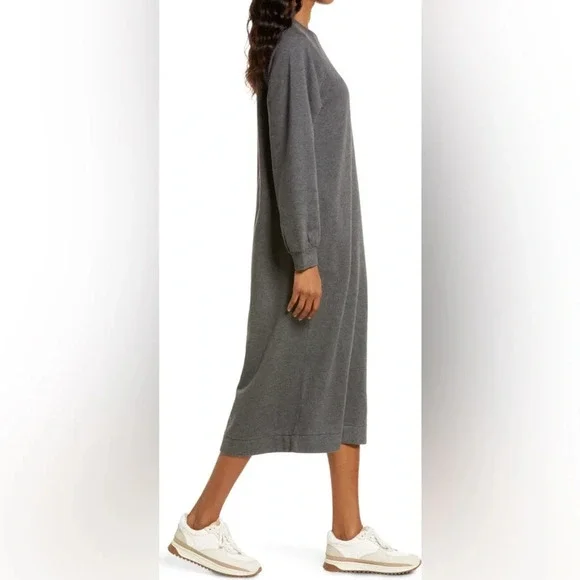 Treasure & Bond Grey Sweatshirt Midi Dress Plus Size Sweater Dress 3X - Picture 3 of 8